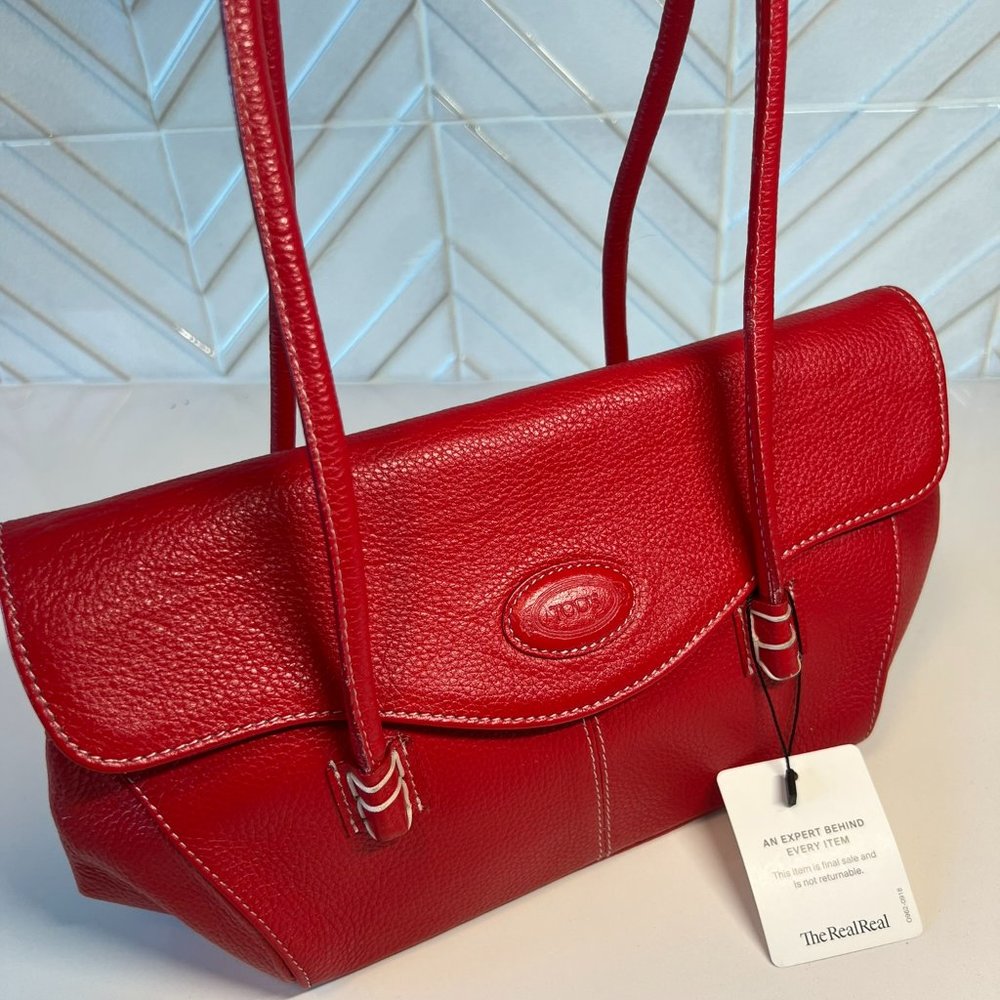 Tod's Red Leather Shoulder Bag